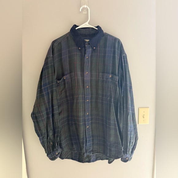Ruff Hewn Button Up Long Sleeve Flannel Men’s SZ XL Collared Green Blue Pockets - Picture 1 of 9